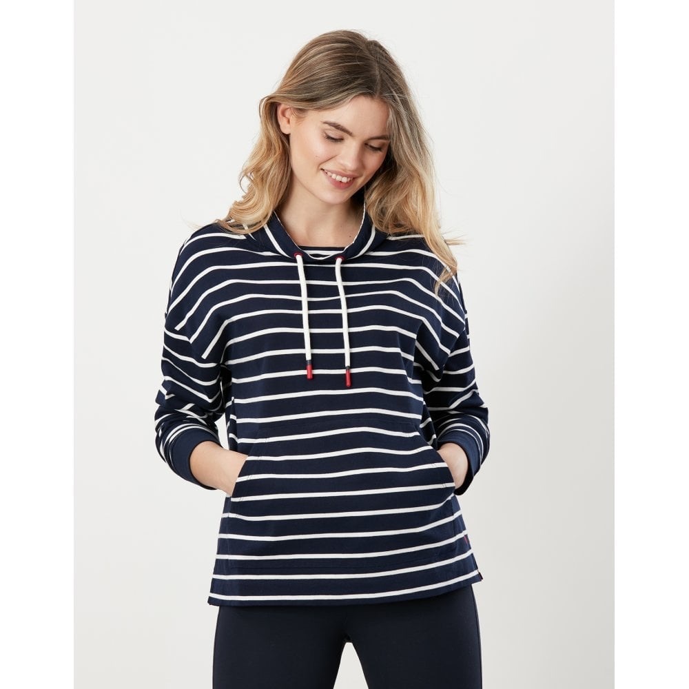 Joules Striped 100% Cotton Harlton Funnel Neck Striped Sweatshirt Navy Creme 6